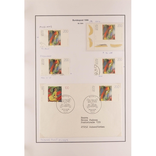 595 - GERMANY WEST 1996 - 1999 SPECIALIZED COLLECTION of over 2000 mint, never hinged mint and used stamps... 