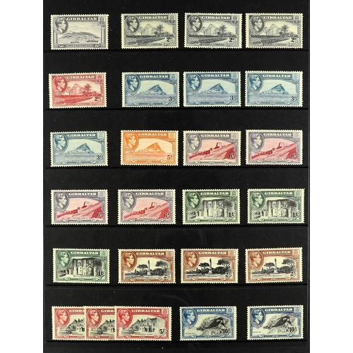 608 - GIBRALTAR 1938-51 Pictorial set with a near- complete run of the different additional perfs, incl. 1... 