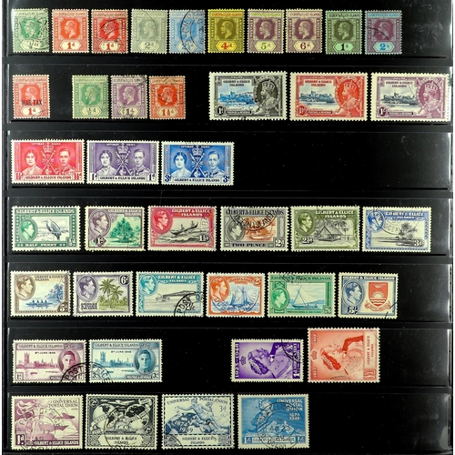 614 - GILBERT & ELLICE IS 1912 - 1979 COLLECTION of fine used stamps on protective pages, chiefly complete... 