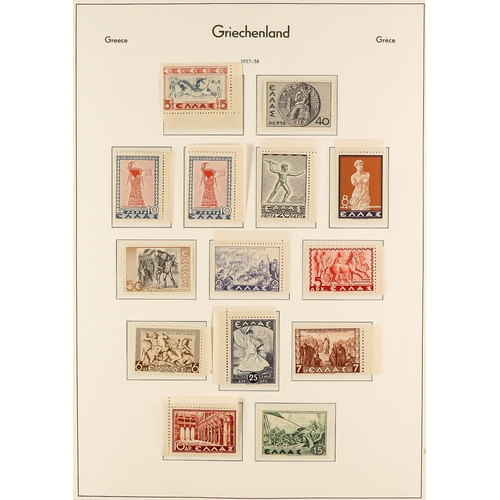 623 - GREECE 1923 - 1944 MINT / NEVER HINGED MINT COLLECTION of 200+ stamps on hingeless album pages, note... 