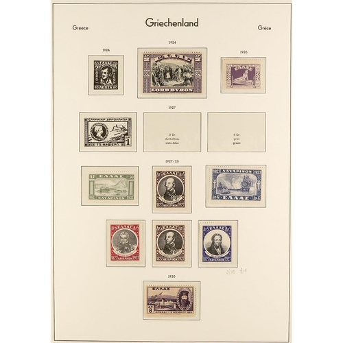 623 - GREECE 1923 - 1944 MINT / NEVER HINGED MINT COLLECTION of 200+ stamps on hingeless album pages, note... 