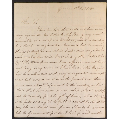 628 - GRENADA 1794 (12 Feb) lengthy entire letter with personal contents to Edinburgh, bearing rate marks ... 