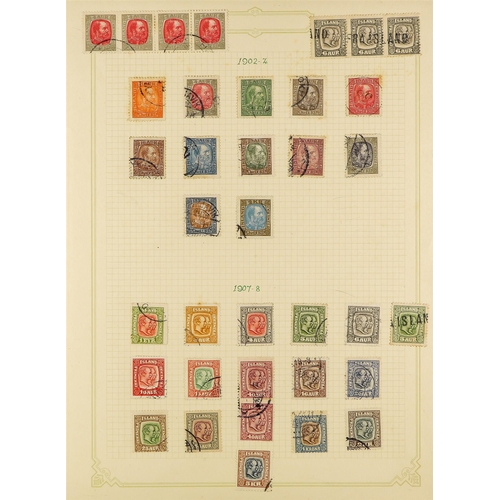 654 - ICELAND 1901 - 1976 COLLECTION of over 700 used stamps on album pages, chiefly complete sets. Cat £3... 