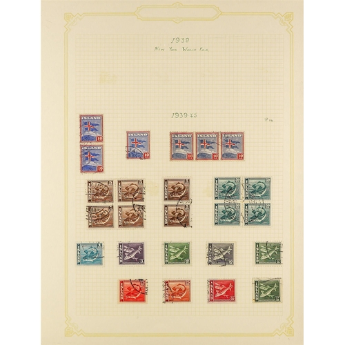 654 - ICELAND 1901 - 1976 COLLECTION of over 700 used stamps on album pages, chiefly complete sets. Cat £3... 