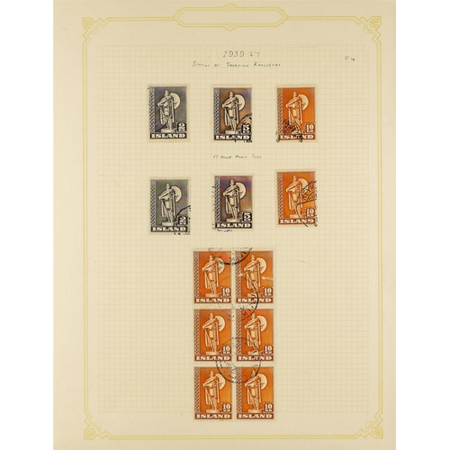 654 - ICELAND 1901 - 1976 COLLECTION of over 700 used stamps on album pages, chiefly complete sets. Cat £3... 