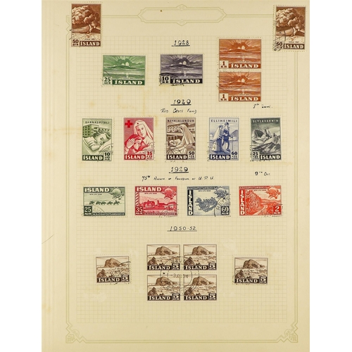 654 - ICELAND 1901 - 1976 COLLECTION of over 700 used stamps on album pages, chiefly complete sets. Cat £3... 