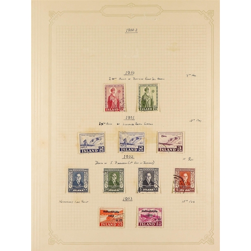 654 - ICELAND 1901 - 1976 COLLECTION of over 700 used stamps on album pages, chiefly complete sets. Cat £3... 