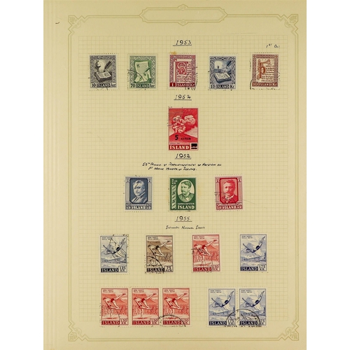 654 - ICELAND 1901 - 1976 COLLECTION of over 700 used stamps on album pages, chiefly complete sets. Cat £3... 