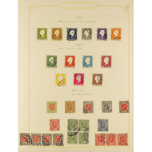 654 - ICELAND 1901 - 1976 COLLECTION of over 700 used stamps on album pages, chiefly complete sets. Cat £3... 