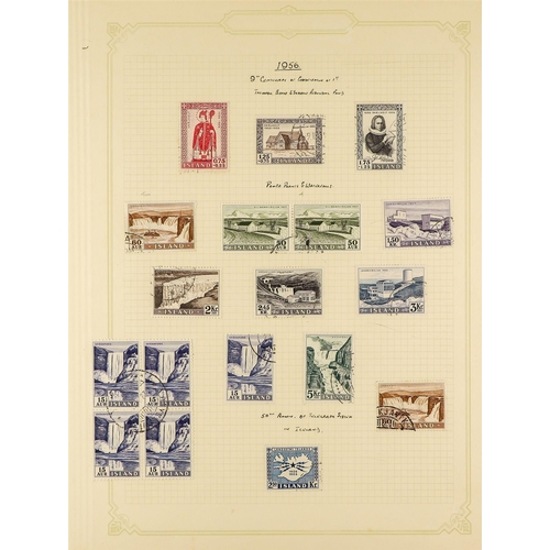 654 - ICELAND 1901 - 1976 COLLECTION of over 700 used stamps on album pages, chiefly complete sets. Cat £3... 