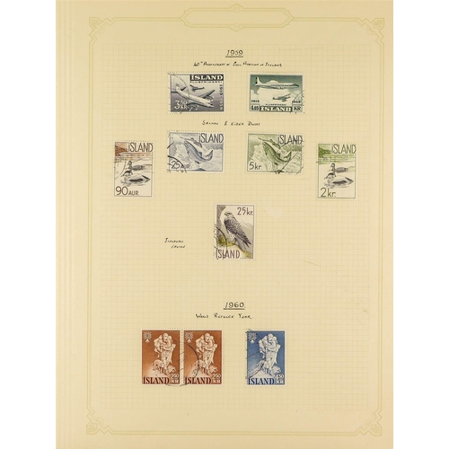 654 - ICELAND 1901 - 1976 COLLECTION of over 700 used stamps on album pages, chiefly complete sets. Cat £3... 