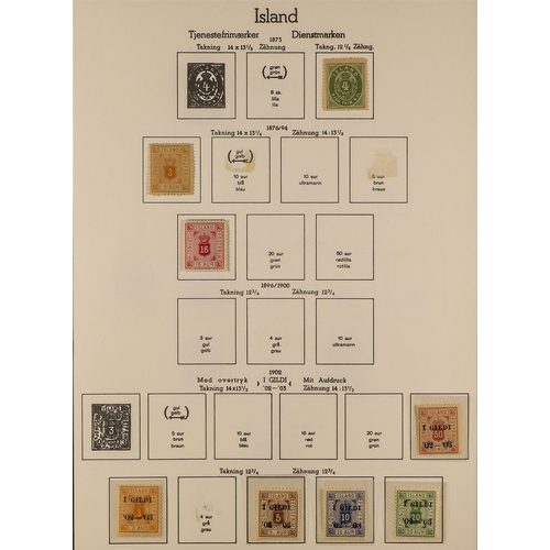 658 - ICELAND OFFICIAL STAMPS 1873 - 1936 collection of 38 mint stamps on album pages. Lot 658 [c]