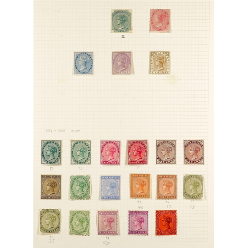 660 - INDIA 1854 - 1900 MINT COLLECTION of 72 stamps on pages, note 1854-55 1a die II, 1855 4a, 1856-64 ½a... 