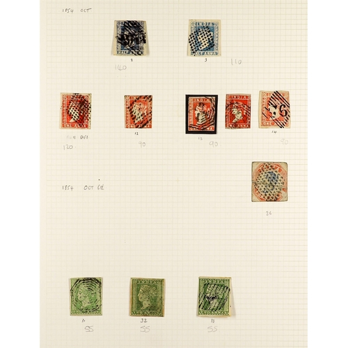 661 - INDIA 1854 - 1952 USED COLLECTION of 400+ stamps on pages, note 1854-55 ½a (2), 1a (5), 2a (3) & 4a,... 