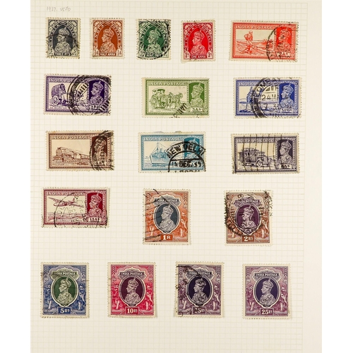 661 - INDIA 1854 - 1952 USED COLLECTION of 400+ stamps on pages, note 1854-55 ½a (2), 1a (5), 2a (3) & 4a,... 