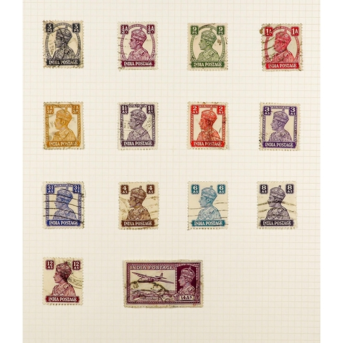 661 - INDIA 1854 - 1952 USED COLLECTION of 400+ stamps on pages, note 1854-55 ½a (2), 1a (5), 2a (3) & 4a,... 