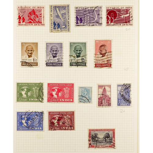 661 - INDIA 1854 - 1952 USED COLLECTION of 400+ stamps on pages, note 1854-55 ½a (2), 1a (5), 2a (3) & 4a,... 