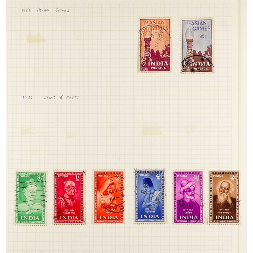 661 - INDIA 1854 - 1952 USED COLLECTION of 400+ stamps on pages, note 1854-55 ½a (2), 1a (5), 2a (3) & 4a,... 