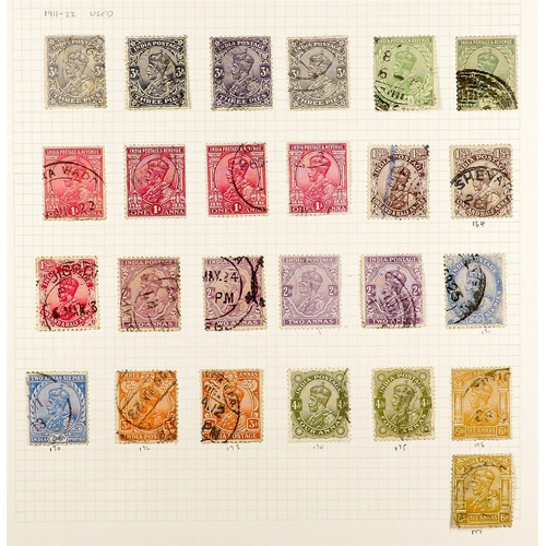 661 - INDIA 1854 - 1952 USED COLLECTION of 400+ stamps on pages, note 1854-55 ½a (2), 1a (5), 2a (3) & 4a,... 