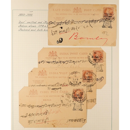 683 - INDIAN CONVENTION STATES GWALIOR 1899 - 1947 postal stationery covers and p/cards collection of 24 i... 