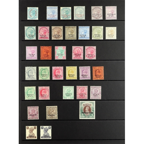 685 - INDIAN CONVENTION STATES PATIALA 1884 - 1946 collection of 70+ mint stamps on protective pages, note... 