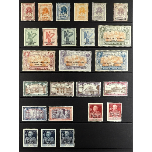 733 - ITALIAN COLONIES SOMALIA 1903 - 1937 collection of 100+ stamps on protective pages, chiefly complete... 