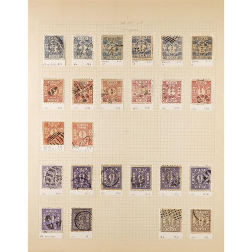 742 - JAPAN 1872-75 CHERRY BLOSSOMS reference collection of 230+ forged stamps expertly annotated on pages... 