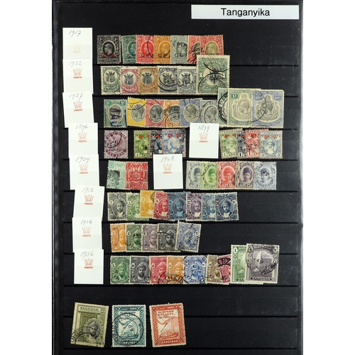 745 - K.U.T. 1890 - 2007 USED COLLECTION of 140+ stamps on protective pages incl. Tanganyike & Zanzibar. S... 