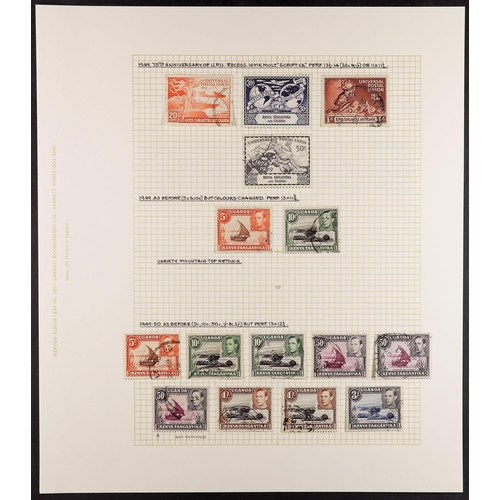 753 - K.U.T. 1937 - 1954 USED COLLECTION of 90+ stamps on album pages, complete from 1937 Coronation to 19... 