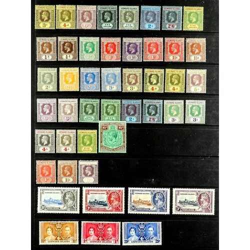 769 - LEEWARD IS. 1890 - 1954 MINT COLLECTION of around 180 stamps on protective pages, comprehensive incl... 