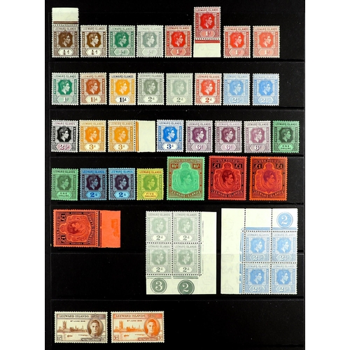 769 - LEEWARD IS. 1890 - 1954 MINT COLLECTION of around 180 stamps on protective pages, comprehensive incl... 