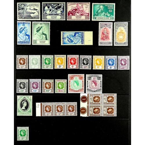 769 - LEEWARD IS. 1890 - 1954 MINT COLLECTION of around 180 stamps on protective pages, comprehensive incl... 