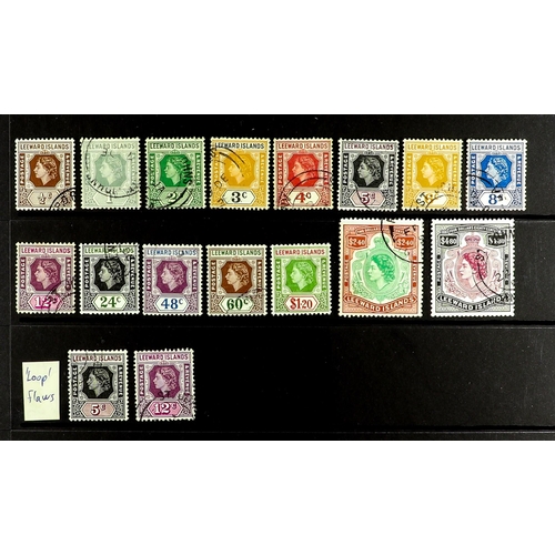 770 - LEEWARD IS. 1890 - 1954 USED COLLECTION of around 150 stamps on protective pages, comprehensive incl... 