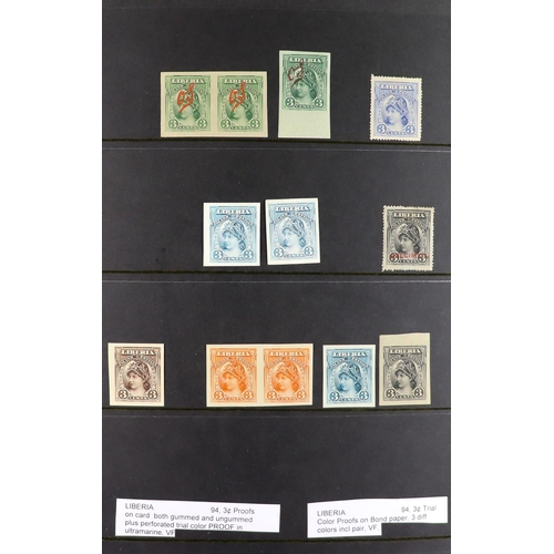 772 - LIBERIA 1906 & 1909 PICTORIALS collection includes proofs with frame & centre-only proofs, colour tr... 