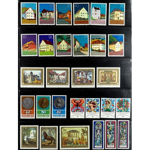 776 - LIECHTENSTEIN 1938 - 1993 COLLECTION of 650+ never hinged mint stamps & 15 miniature sheets on prote... 