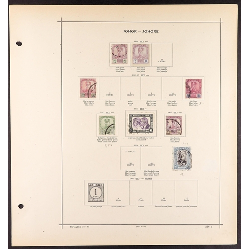 793 - MALAYA STATES JOHORE collection of 64 mint & used stamps spanning 1884 - 1941 old album pages. Lot 7... 