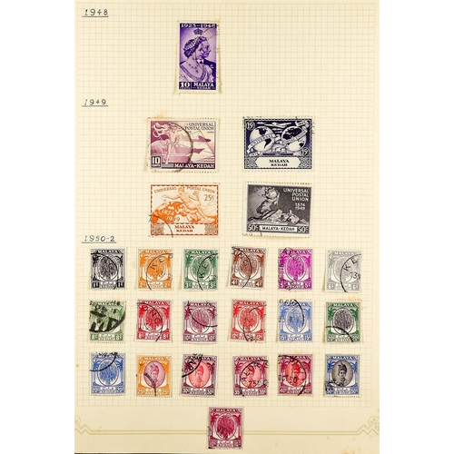 795 - MALAYA STATES KEDAH 1912 - 1983 COLLECTION of fine used stamps on album pages, incl 1912-21 New Colo... 