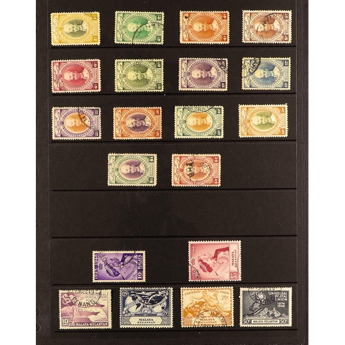 797 - MALAYA STATES KELANTAN 1911 - 1965 very fine used collection of over 90 stamps on protective pages, ... 