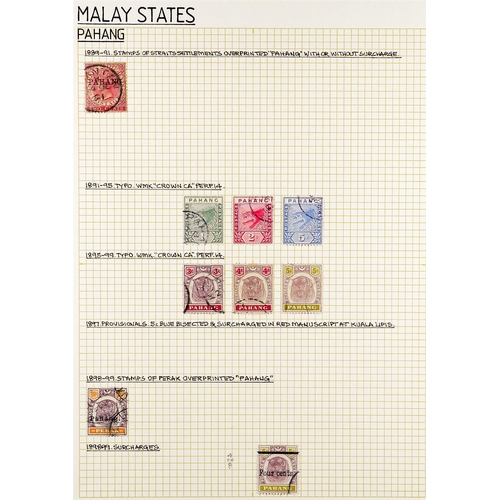 803 - MALAYA STATES PAHANG 1889 - 1965 COLLECTION of 68 very fine used stamps on several album pages, note... 