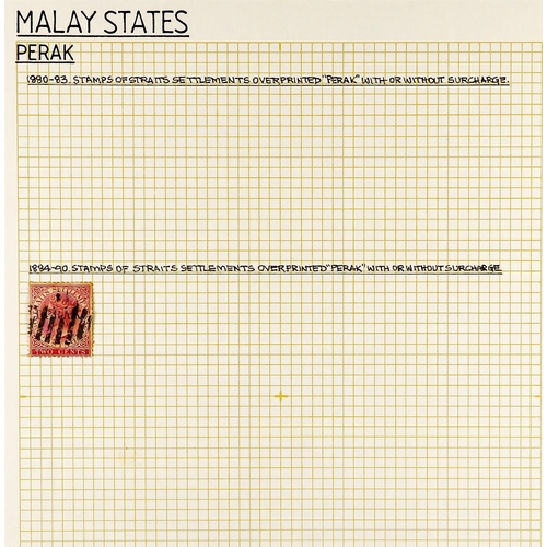 806 - MALAYA STATES PERAK 1884 - 1965 COLLECTION of over 100 chiefly very fine used stamps on several albu... 