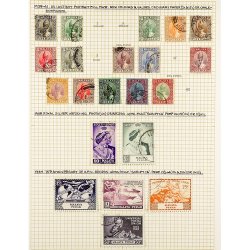 806 - MALAYA STATES PERAK 1884 - 1965 COLLECTION of over 100 chiefly very fine used stamps on several albu... 