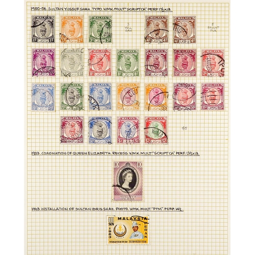 806 - MALAYA STATES PERAK 1884 - 1965 COLLECTION of over 100 chiefly very fine used stamps on several albu... 