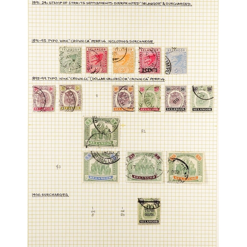 809 - MALAYA STATES SELANGOR COLLECTION of over 100 very fine used stamps (1895-99 $1, $5, $10 & $25 with ... 