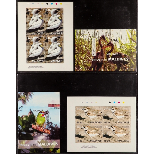 816 - MALDIVE IS. 2007 Migratory Birds complete set of 6 sheetlets and 3 miniature sheet IMPERFORATE PROOF... 