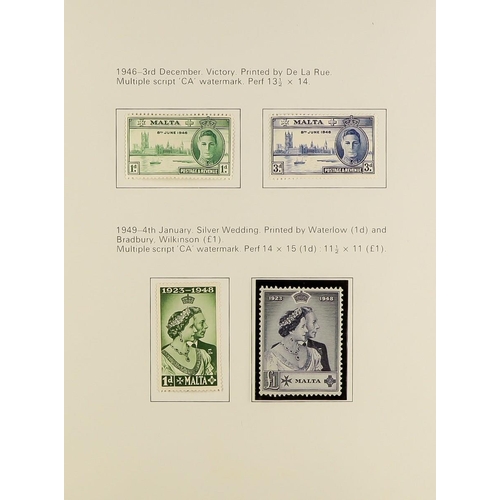 820 - MALTA 1882-1988 COMPREHENSIVE COLLECTION in two albums, mint & used, includes 1926 opts set mint, 19... 