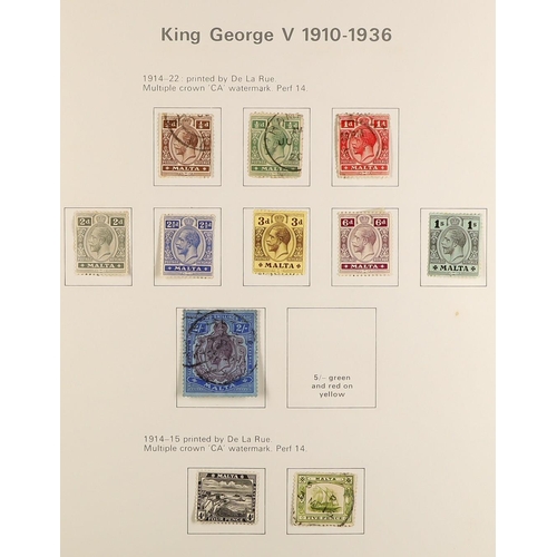 820 - MALTA 1882-1988 COMPREHENSIVE COLLECTION in two albums, mint & used, includes 1926 opts set mint, 19... 