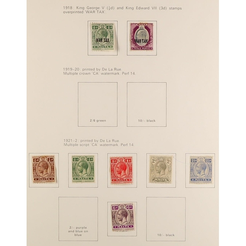 820 - MALTA 1882-1988 COMPREHENSIVE COLLECTION in two albums, mint & used, includes 1926 opts set mint, 19... 