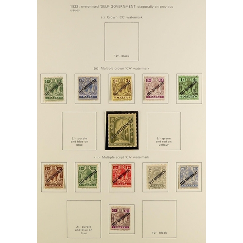 820 - MALTA 1882-1988 COMPREHENSIVE COLLECTION in two albums, mint & used, includes 1926 opts set mint, 19... 