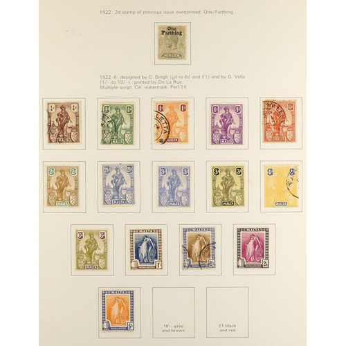 820 - MALTA 1882-1988 COMPREHENSIVE COLLECTION in two albums, mint & used, includes 1926 opts set mint, 19... 