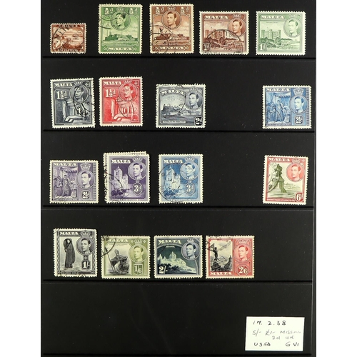 821 - MALTA 1885-2000's MOSTLY USED COLLECTION on stock pages, includes 1886 5s used, 1899-1901 set used, ... 